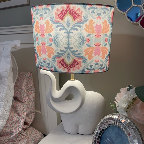 Elephant Table Lamp with Floral Shade - Picture 2 of 2
